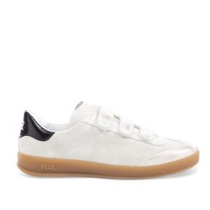 NWT P448 White Suede Sneakers with Black Heel and Gum Sole